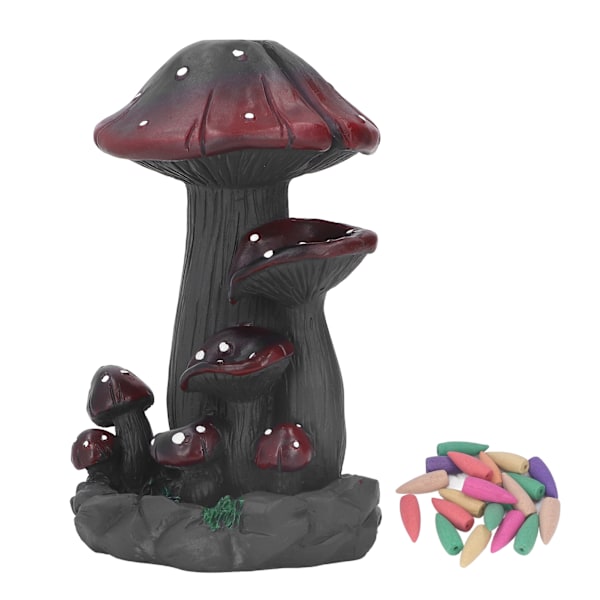 Mushroom Backflow Incense Burners Handcrafted Exquisite Details Resin Backflow Incense Holder with 20 Incense Cones