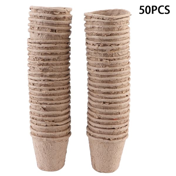 50 stk 6x6CM runde nedbrytbare papirmasse torvpotter planteskolekopp for hagearbeid