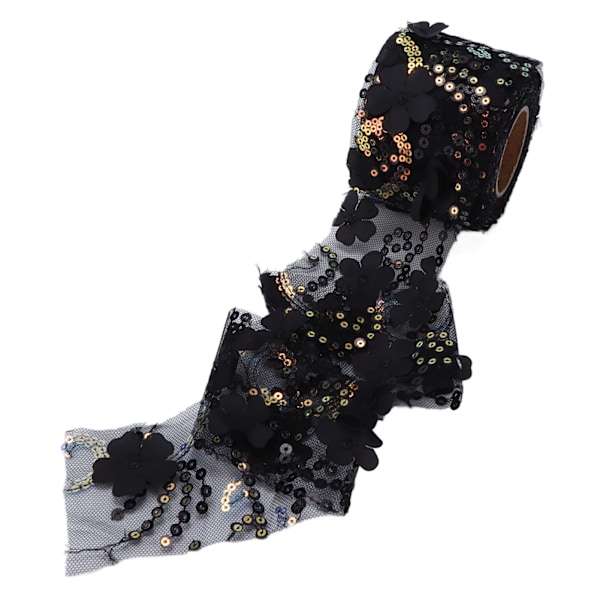 Tulle stof DIY håndværk slidstyrke lille flash bærbar polyester pailletter tylle rulle 6cm sort