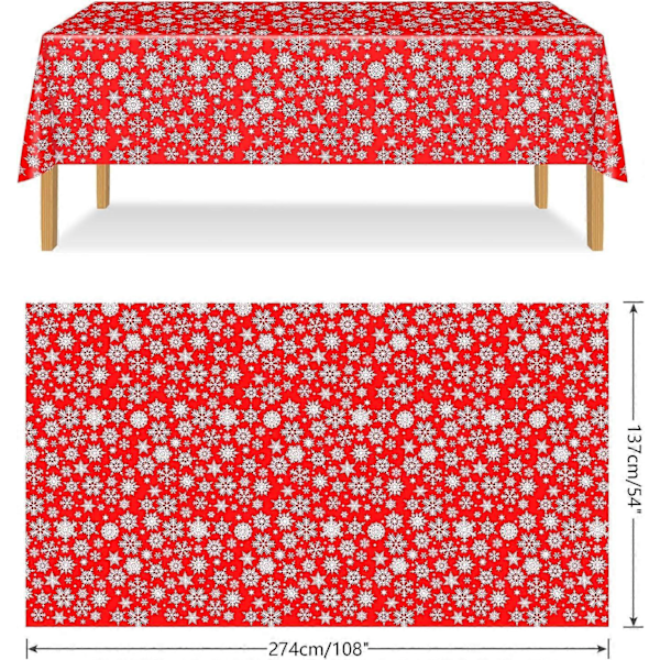 Jul Snöflingor Duk Plast Jul Snöflingor Bordsduk 137cmx274cm Vinterfest Duk 2ST