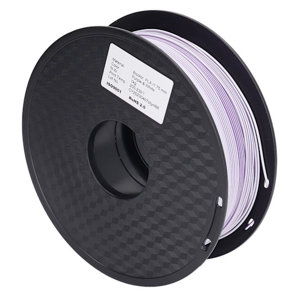 3D-skrivarfilament PLA Dubbelfärg Lila Vit Snygg Kabelföring Jämn Utskrift Silkeslent Utseende Skrivarfilament
