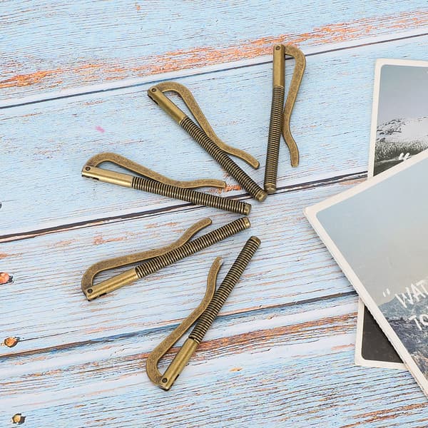 5 stk. pengeclips fjeder rustfri galvaniseret stål 75 mm til læderpung (bronze)