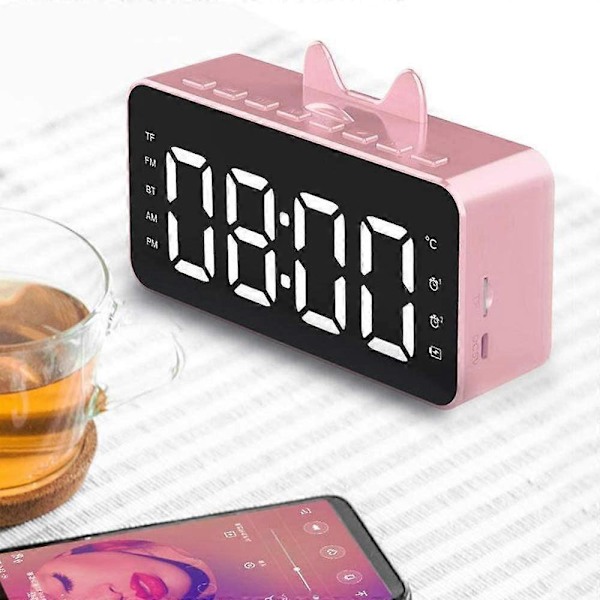 Elektronisk klocka Armbandsur Digital display liten Skrivbordsklocka Student sovrum skrivbords väckarklocka Säng Bluetooth-anslutning Minneskort Bla