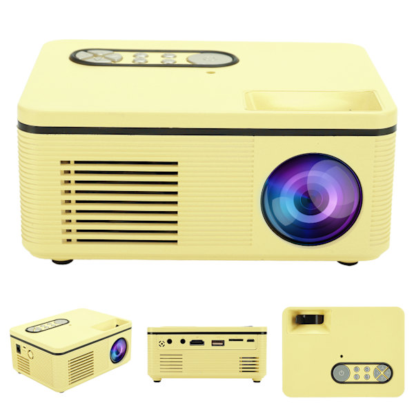 Projektor Mini LED Bærbar 1080P HDMI MultiFunksjon Hjemmekino S361 100-240V(Gul AU Plugg)