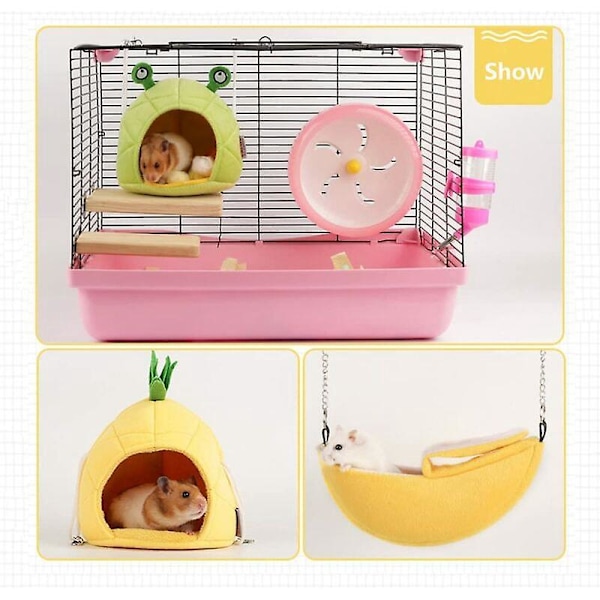 2-pack Hamsterbädd, Chinchilla Bur Hängmatta Tillbehör, Hamsterhus Leksaker för Små Djur Sockerglidare Ekorre Chinchilla Hamster Råtta Sovplats