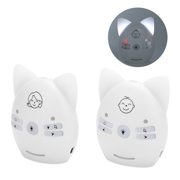 Trådløs lyd babyalarm tovejs babyalarm med natlys musik (100-240V)(EU stik )