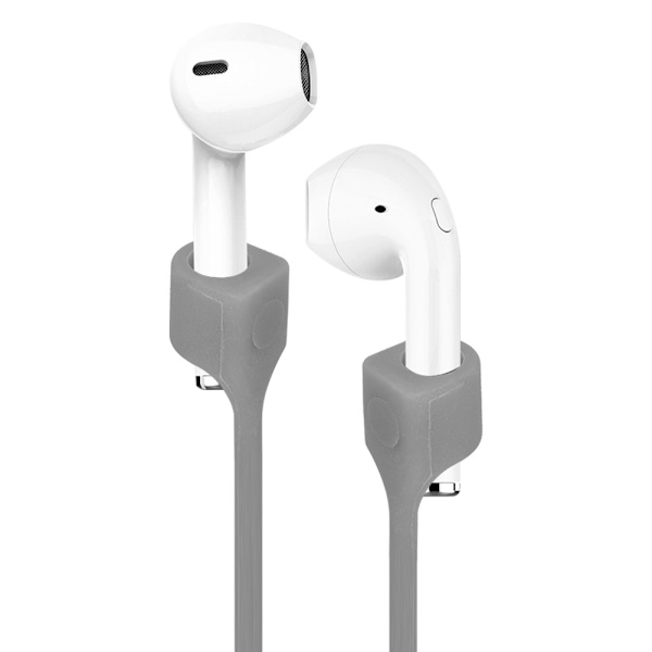 Dubbel magnetisk silikon anti-förlorad öronpropp slinga rem snöre sladd för Airpods grå