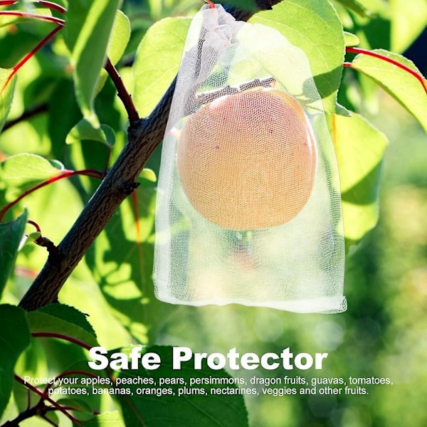 Frugtnetposer, 100 stk. 12\"x8\" - Nylon Mesh Trækpose Frugtbeskyttelsesbarriere