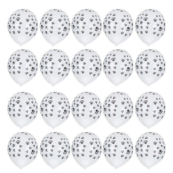 20 stk. dyremønster balloner runde latex balloner dekoration til fødselsdag/fest Hvid hundepot mønster