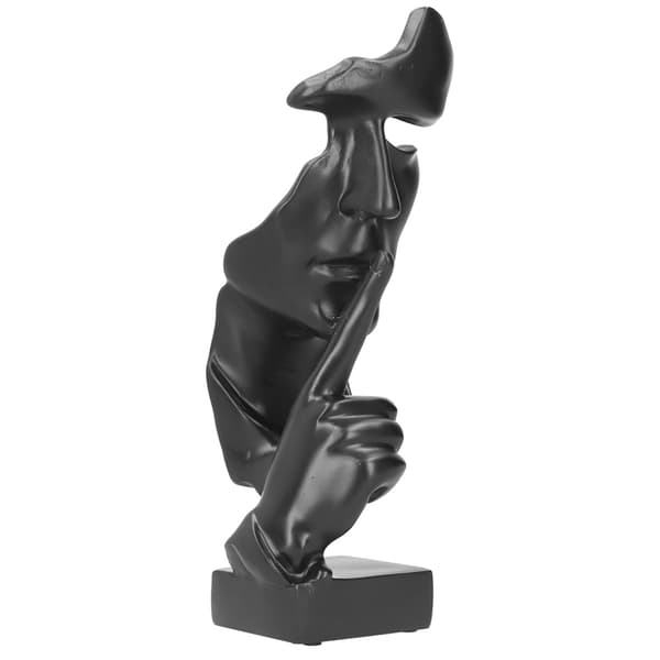 Ansigtskulptur Harpiksfigur Abstrakt Kunstværk Statue Ornament til Hjemmekontor Dekoration Sort BS913