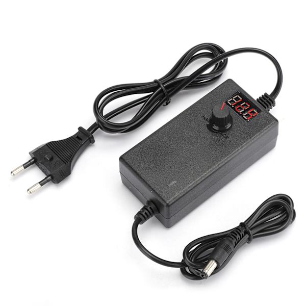 Justerbar 3-12V 3A hastighedskontrol spændingsreguleret strømforsyning adapter oplader med display skærm 100-240VEU stik