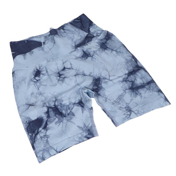 Yogashorts Högmidjad slipsfärgning Stretchy Slim Fit Ocean Blue Workout Yogashorts för träning M