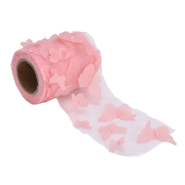 Tulle rullar elegant stil tredimensionellt mönster ljusa färger band för att dekorera bröllop rosa