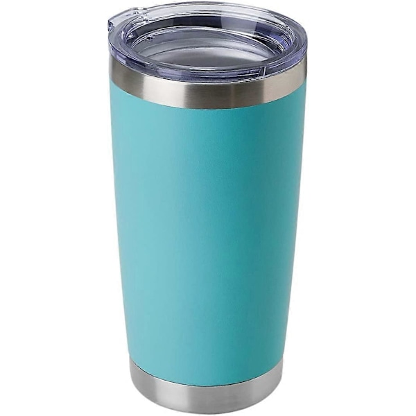 20oz Rostfri Stål Tumbler med Lock, Dubbelväggig Vakuumisolerad Resemugg, Pulverlackerad Kaffekopp, Ljusblå, 1-pack