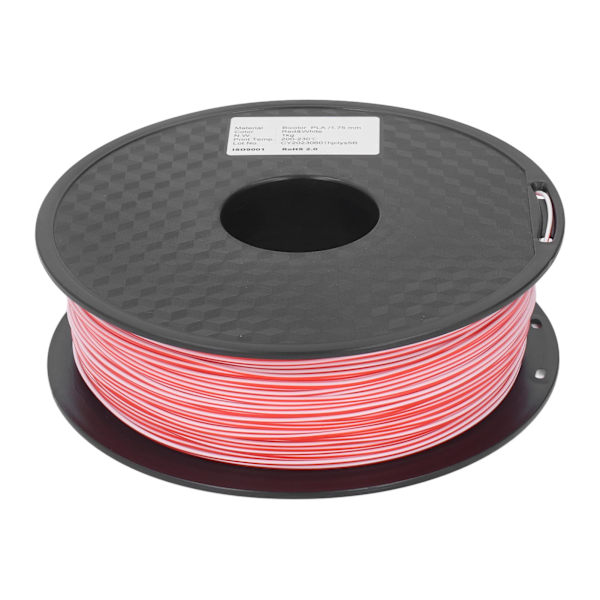 3D-skrivarfilament 1,75 mm rött vitt dubbelt färgfilament PLA-filament förbrukningsmaterial för modell-DIY