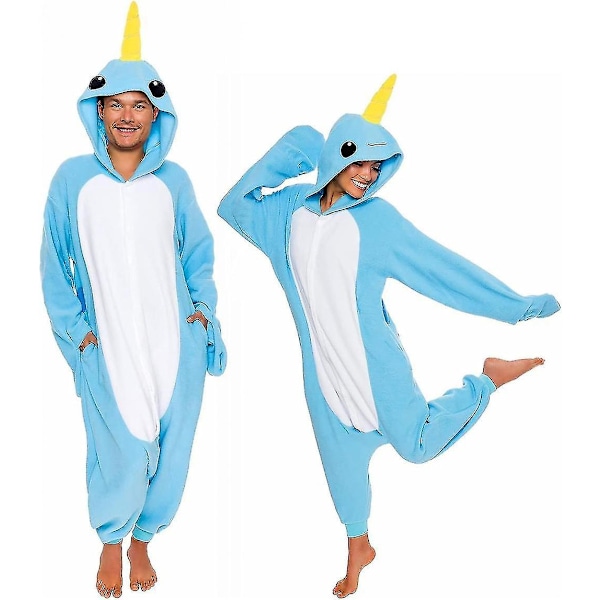 Animal and Sea Creature Plush Cosplay Suit - Funziez for Adults, Women, and Men Small Narwhal