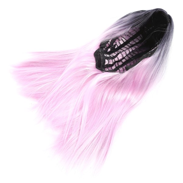 Moderigtigt lige kort paryk Kvinder Cosplay Kostume Party Parykker Sort Pink Gradient farve