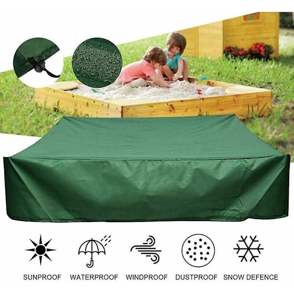 Sandkasse Presenning Vandtæt UV Beskyttelse til Oxford Sandkasse med Snøre - Grøn (120x120 cm)
