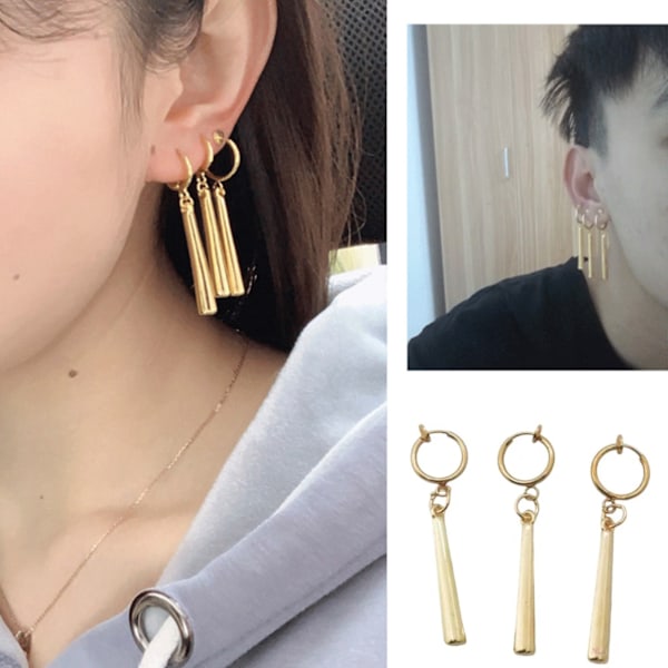 Bar Dangle Øreringe Kompakt Struktur Legering Letvægts Blanke Bærbare Bar Dangle Øreringe til Kvinder Pige Mænd