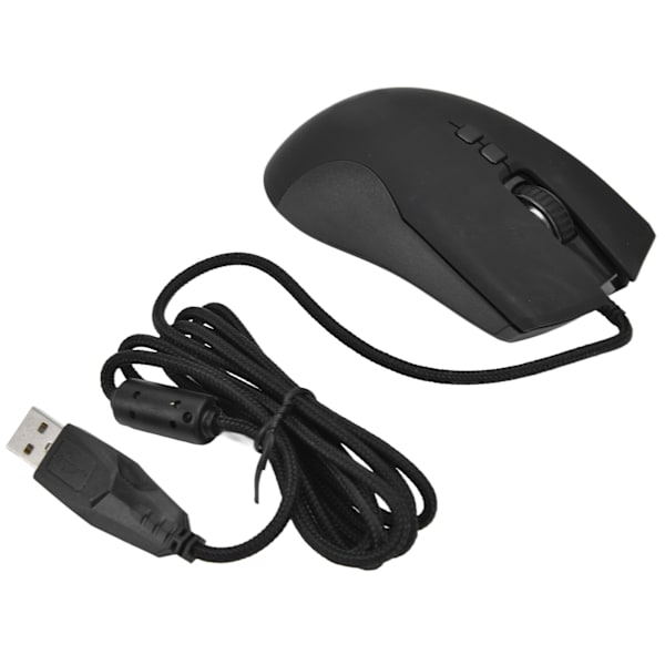 Spelmus med kabel, 6 DPI-nivåer, RGB-bakgrundsbelysning, 6400 DPI, ergonomisk svart spelmus för stationära datorer och bärbara datorer