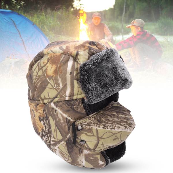 Ulkona miesten ja naisten naamiointi maski hattu talvi paksuuntua korvaläpät hattu tuulenpitävä pyöräilyyn ammuntaan keltainen camo vapaa koko
