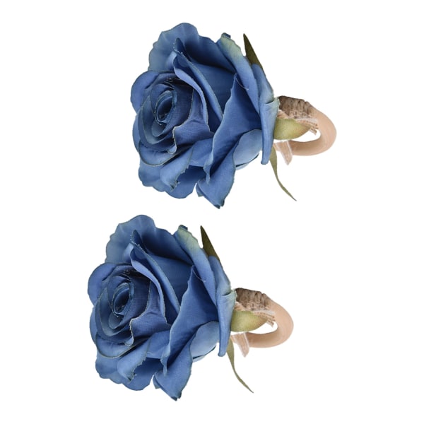 2kpl emulointilautasliinasormus puinen työpöytä sininen yksinkertainen kukkainen lautasliinasormus kotihotelliin PartyRose Flower
