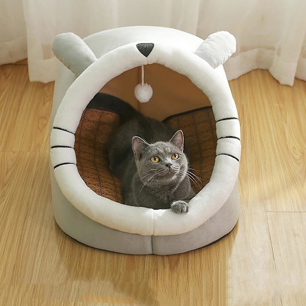 Innekattens husbädd, söt mjuk kattbädd, M-35*35*31cm