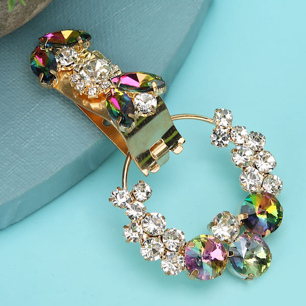 Rhinestone Crystal Buckle Flower Round DIY Kläder Sy Dekoration Tillbehör Flame Färgglada Rund