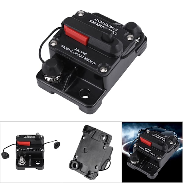 DC12V-42V Bilstereo Audio Inline Afbryder Manuel Nulstilling (200A)