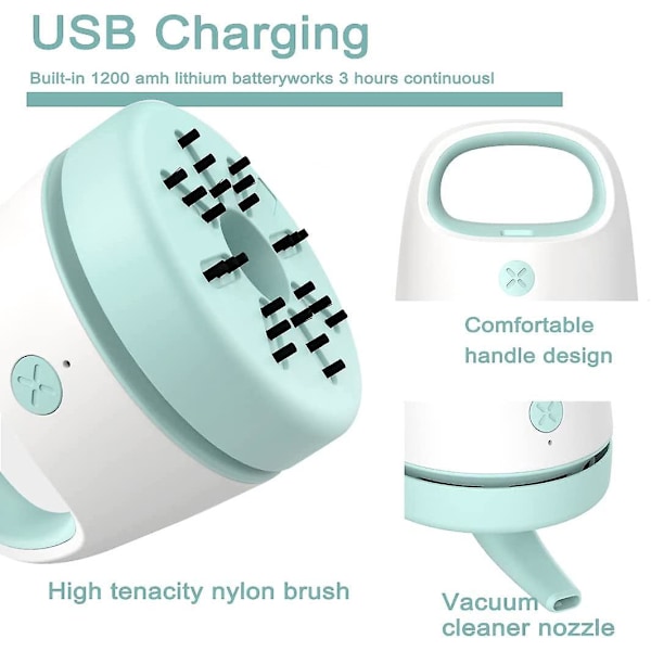 Mini-pöytäimuri USB-lataus, kompakti pölynimuri suuttimella ja harjalla kotiin, toimistoon, kouluun ja näppäimistöön