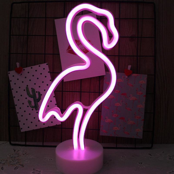 Flamingo Neonlys LED-skilt for soveromsdekorasjon, USB- og batteridrevet, perfekt bursdagsgave til jenterommet