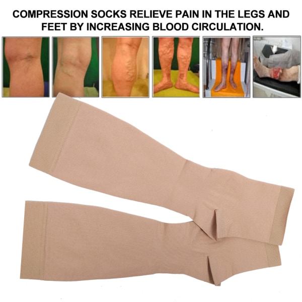Medicinske knæhøje kompressionsstrømper Ben slankende åreknuder Sokker Kropspleje (Knæhøj åben tå hudfarve XL)