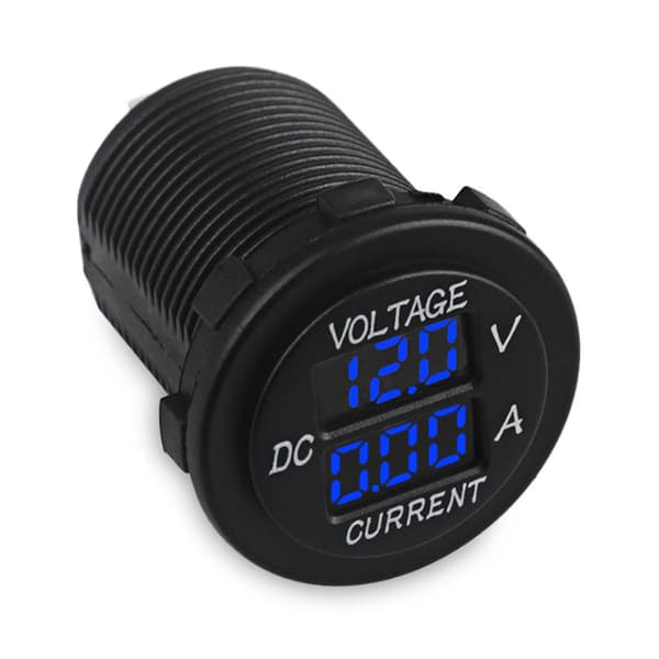 Digitalt LED Voltmeter Amperemeter Rund Måler Strømmåler til Motorcykel Bil Båd