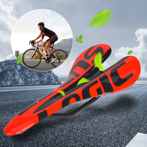 Täysi hiilikuituinen kiiltävä punainen ultrakevyt ulkomaantie maastopyörä polkupyörä ontto pyöräily satulatyyny istuintyyny