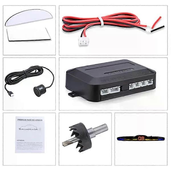 Multi-Radar Parking Sensor Kit, Backlit Parktronic LED Display, Backup Monitor System, Detector Assistant 4/6/8 Radar Sensor