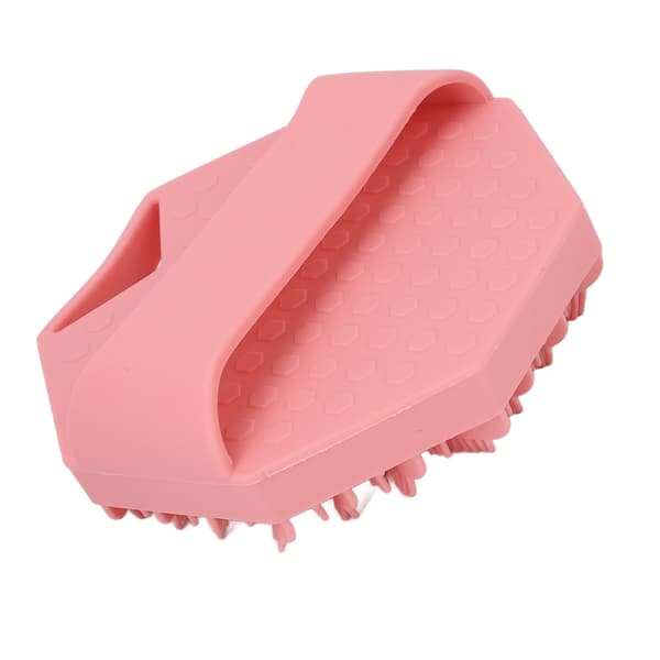 Silikon kroppsskrubber eksfolierende mild ergonomisk matkvalitets silikon badebørste med hull rosa