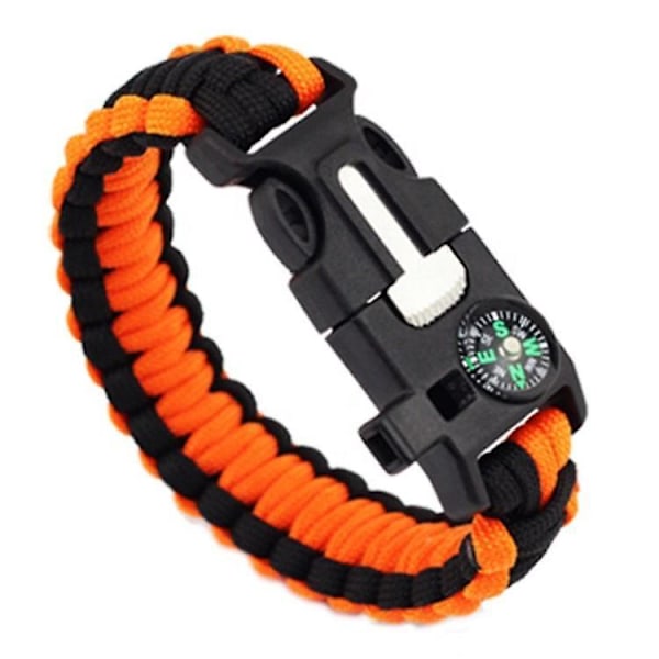 Justerbart armband med tändare och högljudd visselpipa - Perfekt för utomhusaktiviteter - Svart/Svart+Orange