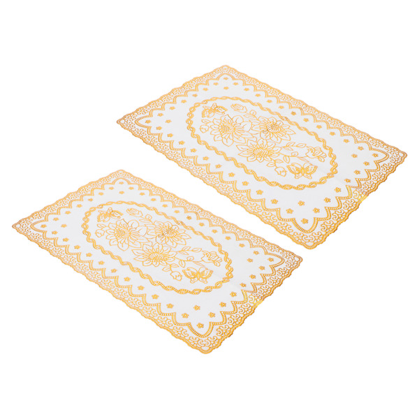 2 STK 30cmx45cm PVC Bordmåtte Guld Dækkeservietter Cup Coaster Pad Køkken BryllupsdekorationStyle 1