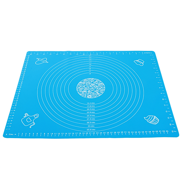 Kök förtjockning silikon rullande degplatta bakmatta med vågar DIY bakverktygBlå 40x50cm