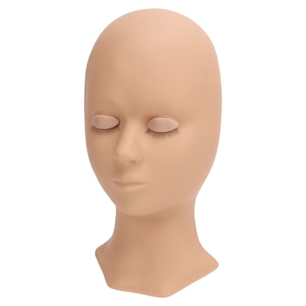 Vipper Mannequin Hode Myk Silikon Erstattede Øyelokk Mannequin Hode for Vippeextensions Praksis Lys Brun