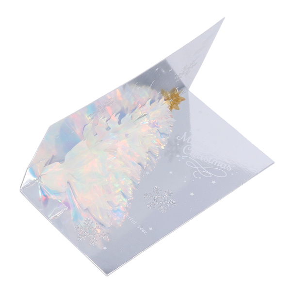 3D Julekort Glitter Treet Tema Preging Design Folie Stempling Prosess Dekorativt Papir Popup Feriekort Blå