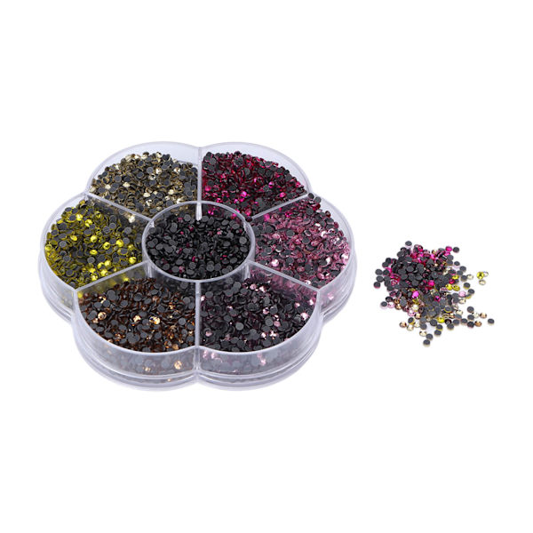 10080 st Flat Back Rhinestones, Bländande Färgglada DIY Robusta Regnbågsfärgade Rhinestones Runda Pärlor för Manikyr MakeupS607-2