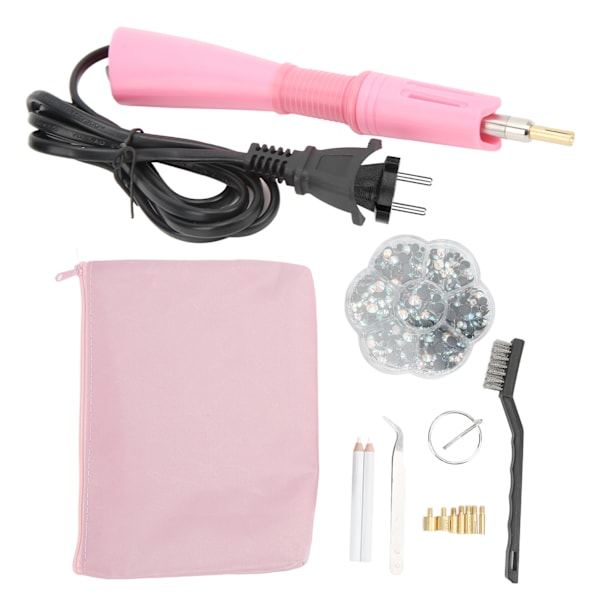 Hotfix Rhinestones Set Bærbar Oppbevaringsboks Rask Oppvarming DIY Making Rhinestone Applicator Kit Bred Spenning 110 til 220V EU-plugg