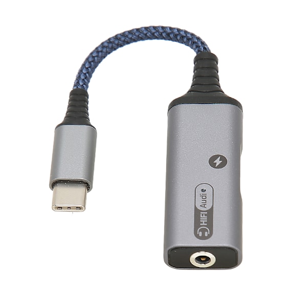 USB-C till 3,5 mm Hörlurar och Laddare Adapter 2 i 1 Typ C till Aux Ljuduttag och PD 60W Snabbladdning Delare Kabel