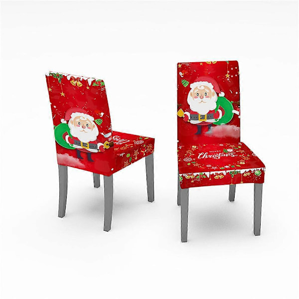 Julstolsöverdrag - set med 4 stretchiga stolsöverdrag, blandmaterial och polyester, tvättbara överdrag, stolsdekoration för utomhusbruk, fest