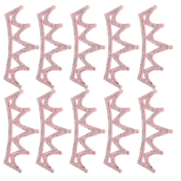 10 st strass tygapplikationer kronformade lappar klädtillbehör 10x3,7 cm rosa triangulär typ