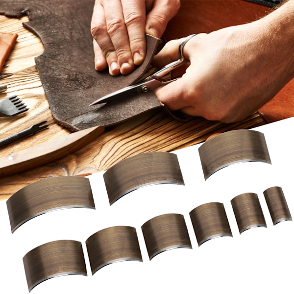 Läder V-formad stans DIY-verktyg Svanskapad stans Rund bältesperforerad tillbehörsuppsättning 9 x A30 Grund Semicircle