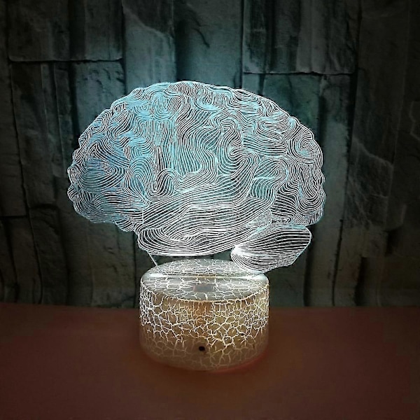 3D Illusion Hjärna LED Lampa Art Deco Lampa Lampor LED Dekorationslampor Fjärrkontroll 7/16 Färger Ändra Nattlampa USB-driven Barnpresent Födelsedag Jul