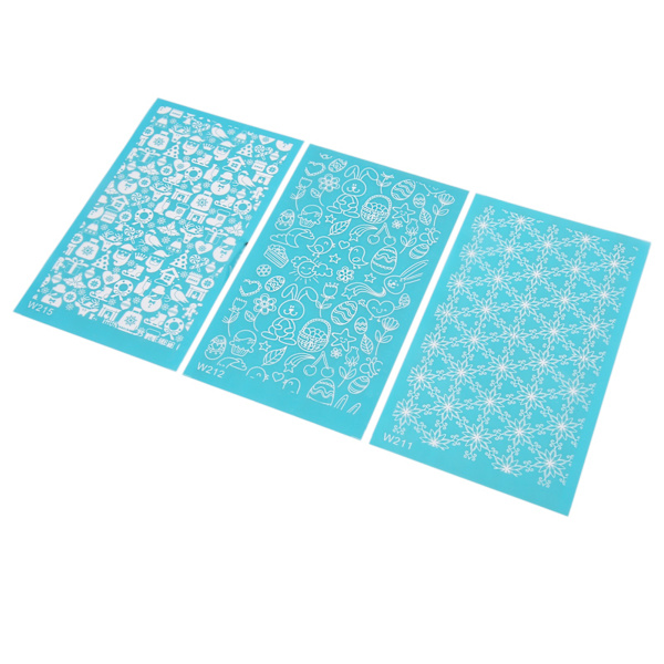 3 stk Silk Screen Stencils til Polymer Clay Genanvendelige DIY Silk Screens til papirkort T-shirts Lærredsbriller 211 212 215