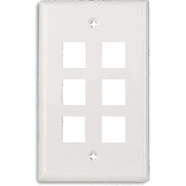 Plast Bryterpanel 6 Port Veggplate Trapesformet Jack (Hvit) 5 stk